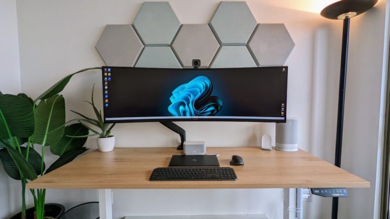 Personal workspace deployment for a home office - featuring the Logitech Logi Dock.